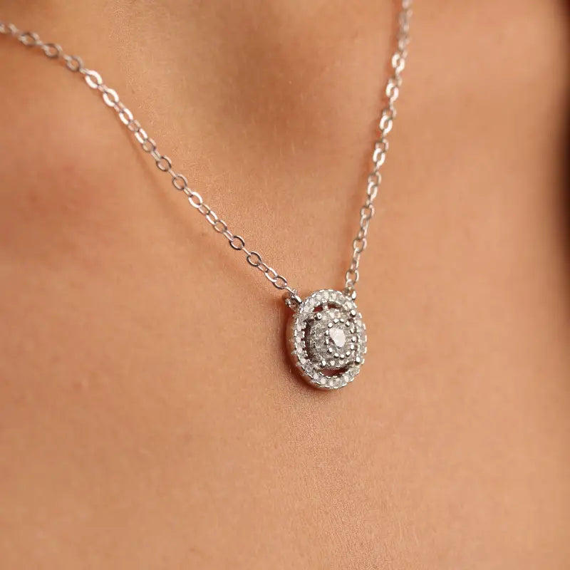 שרשרת כסף JETEM תליון סוליטר עגול