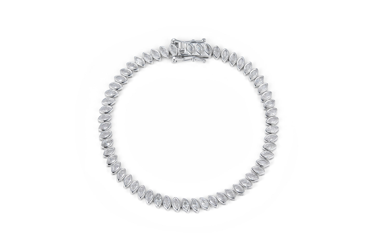 צמיד כסף טניס מרקיז מסגרת 5*3