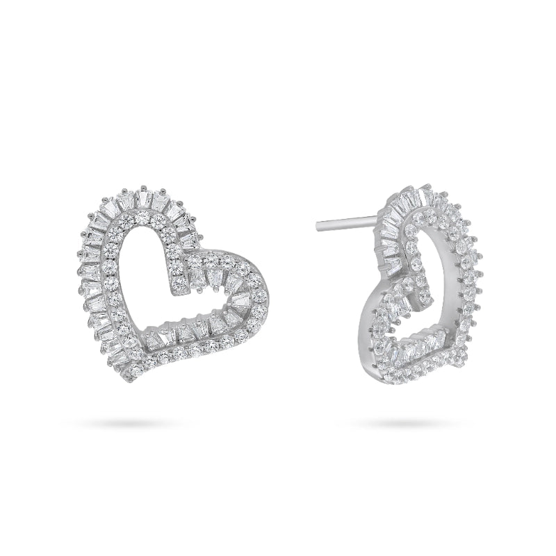 עגיל כסף לב מעוצב