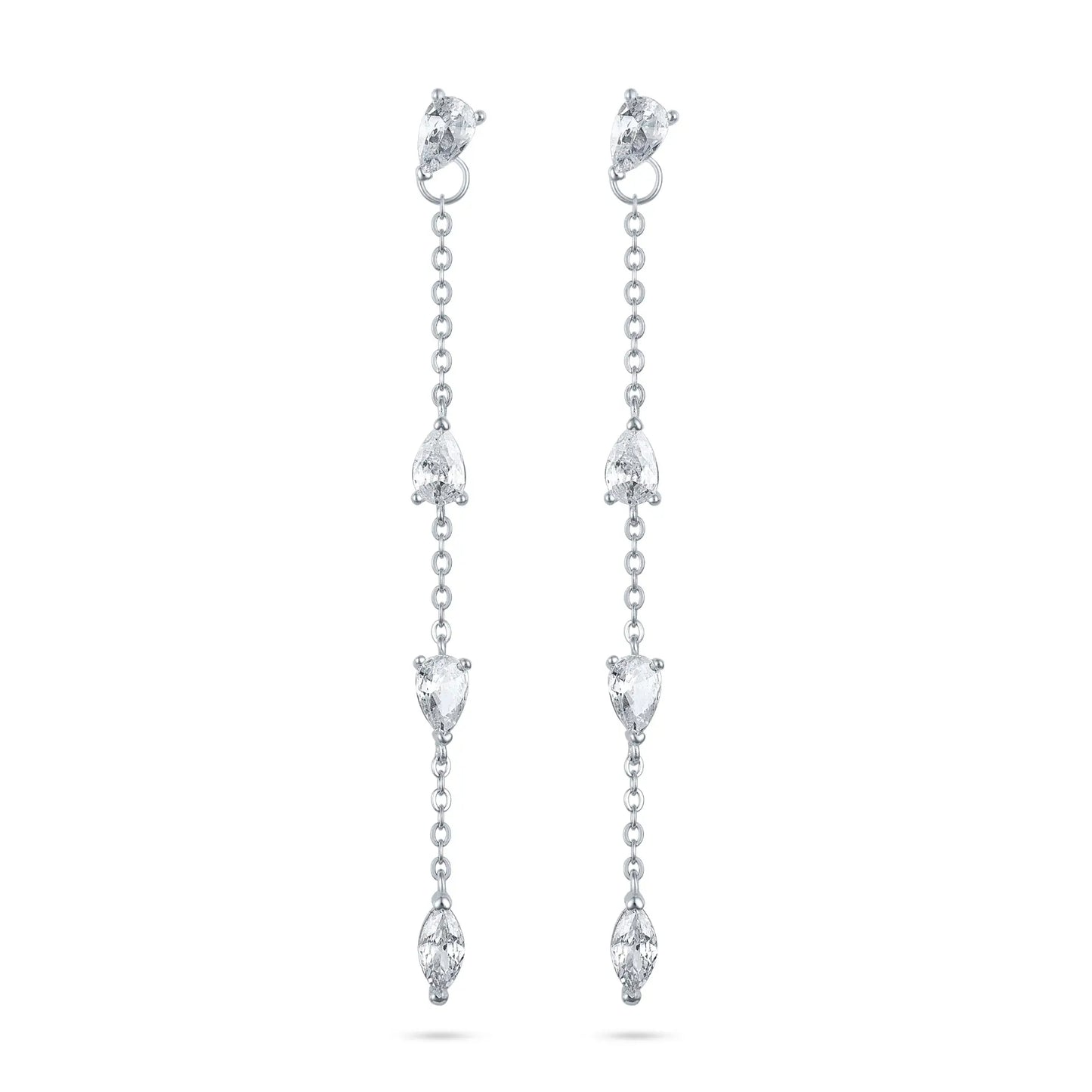 עגיל כסף צמוד נופל טיפות זרקון