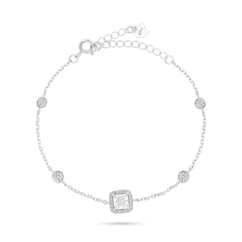 צמיד כסף סוליטר ריבוע