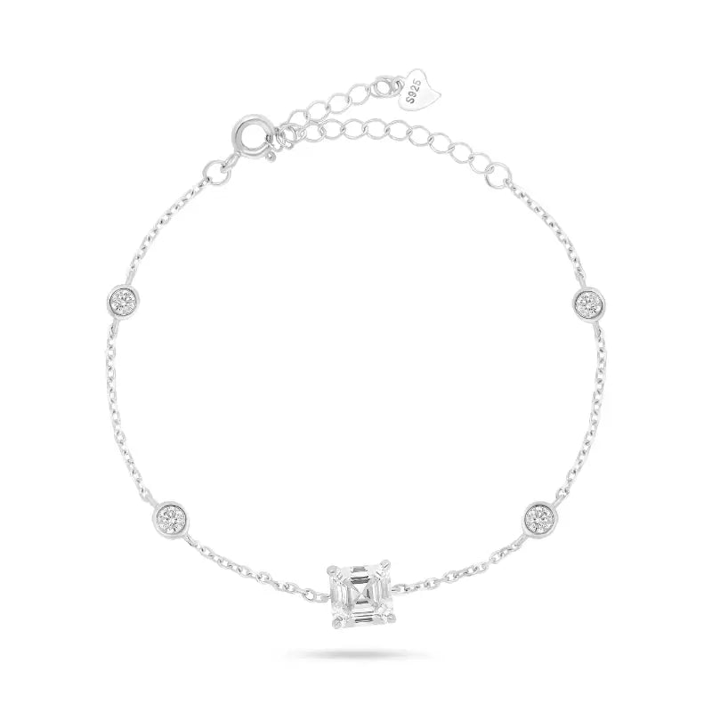 צמיד כסף ריבוע חיתוך יהלום