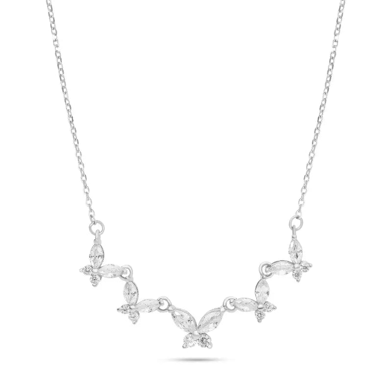 שרשרת כסף 5 פרפרים בצורת V