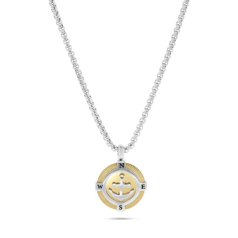 שרשרת סטיל לגבר מצפן עם עוגן