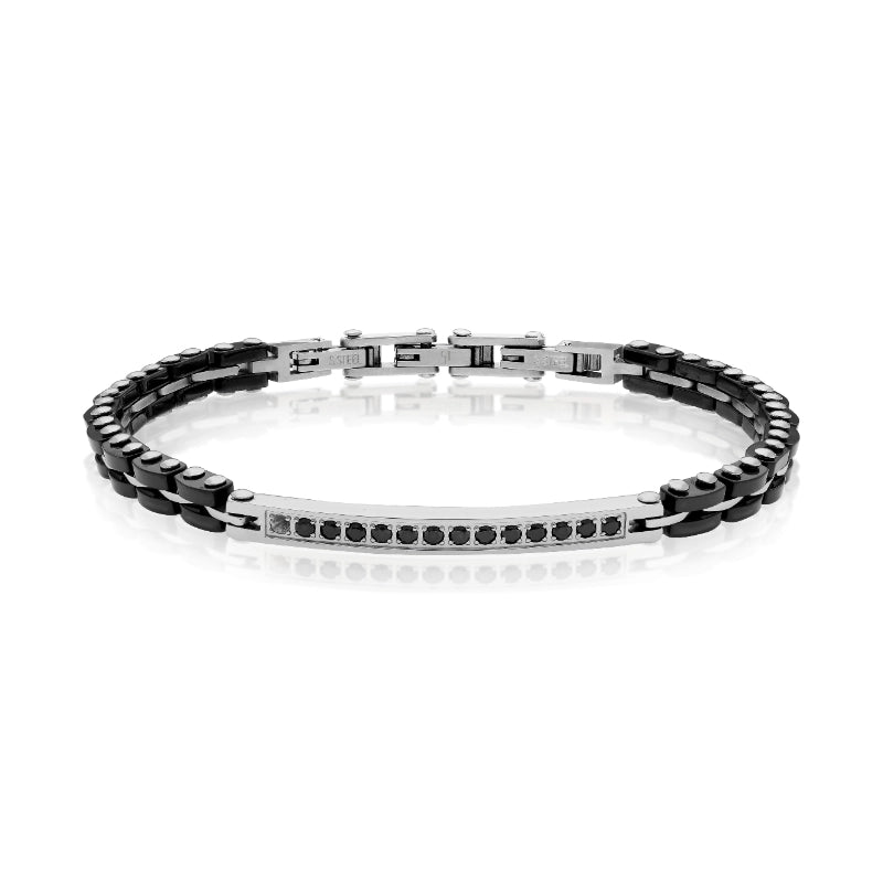 צמיד לגבר קרמי עם פלטה