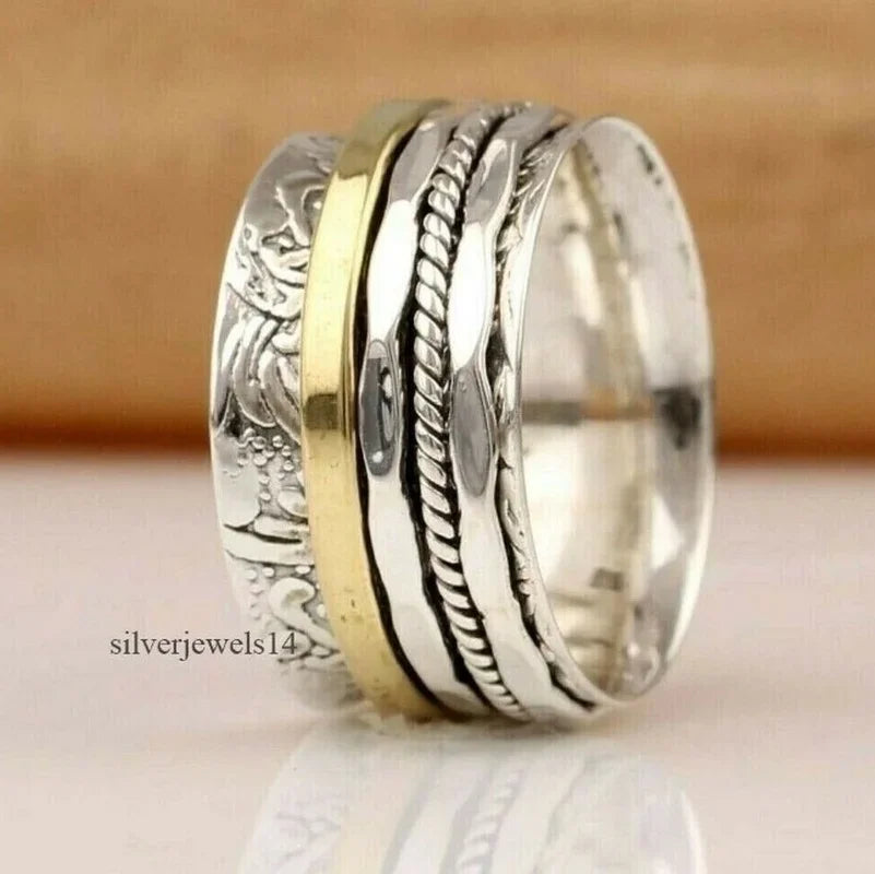 ANTIQUE DESIGN Meditation Statement Spinner Ring Jewelry