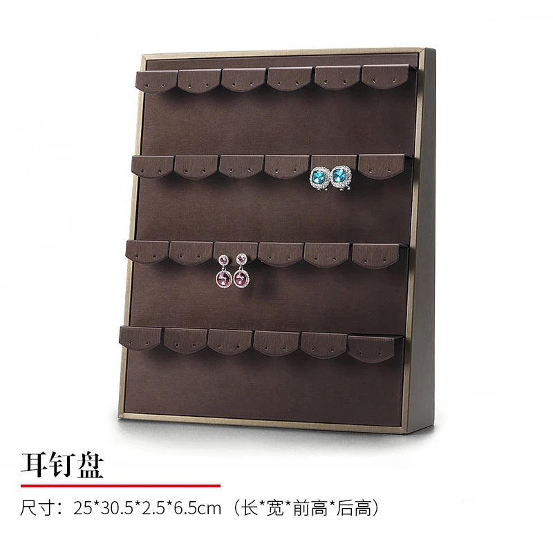 Vertical Leather Velvet Jewelry Stand Necklace Earring Ring Pendant Display Holder Luxury Accessory Organizer Tray