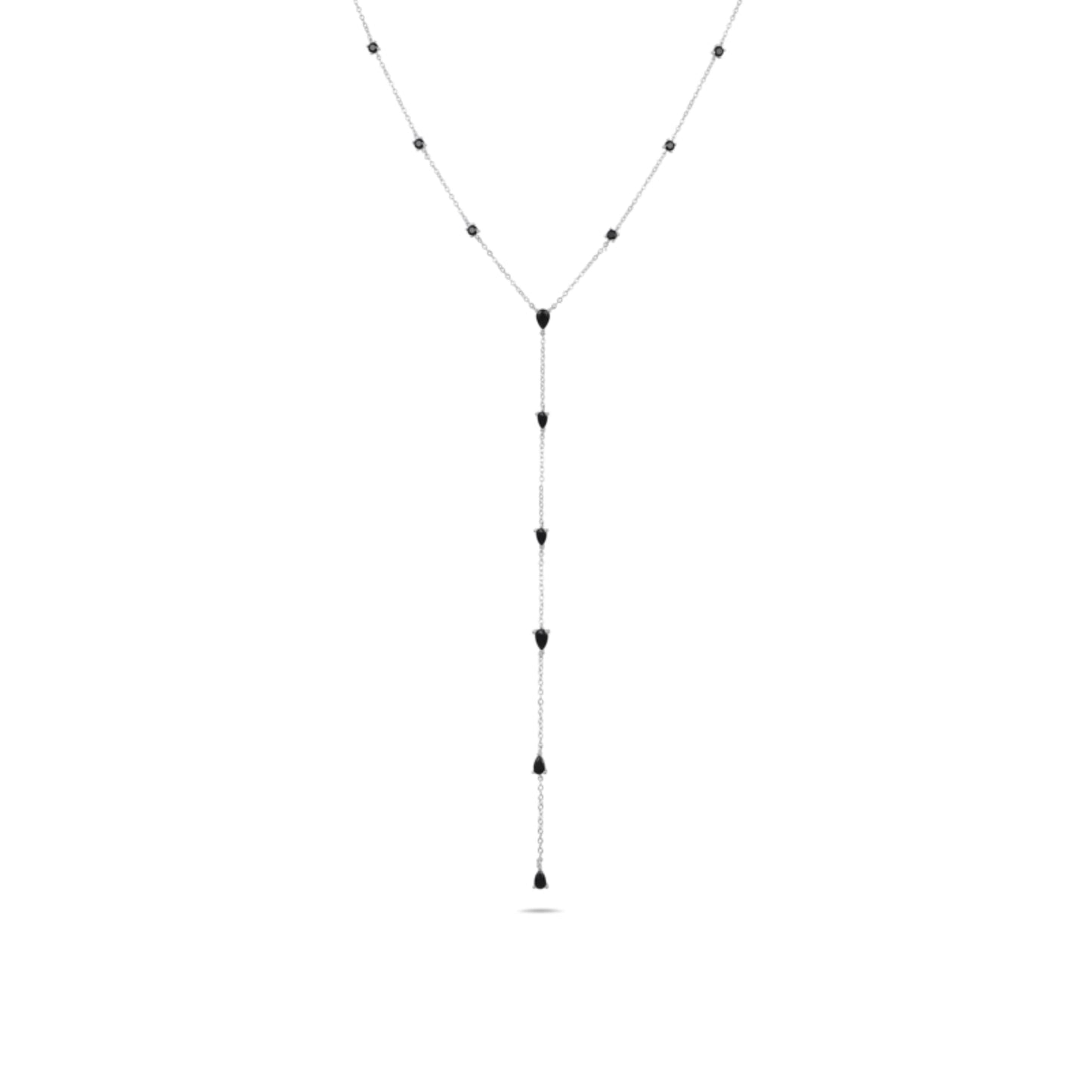 שרשרת כסף 925 עניבה עם תליוני טיפה שחורים