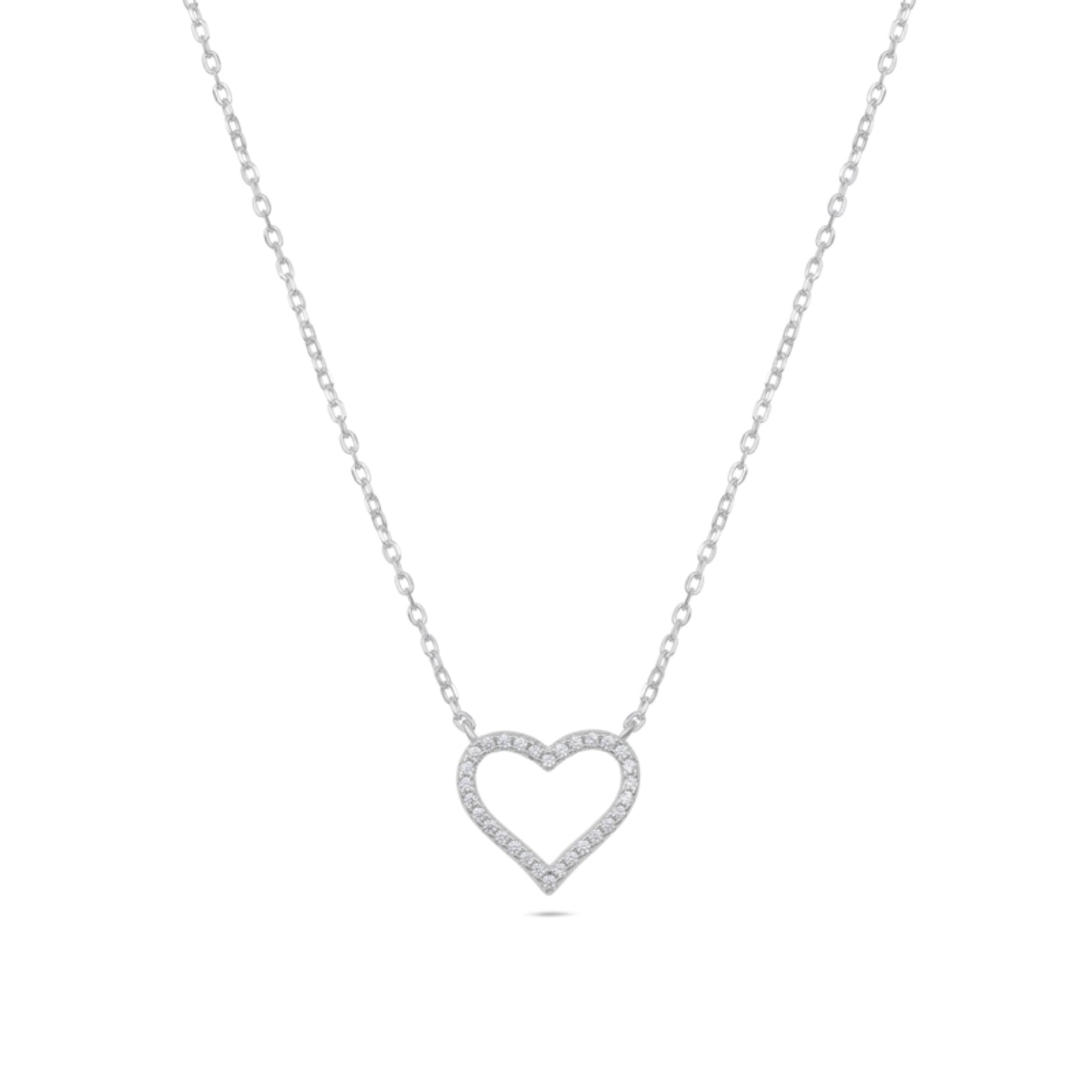 שרשרת כסף 925 עם תליון לב משובץ אבני זירקון