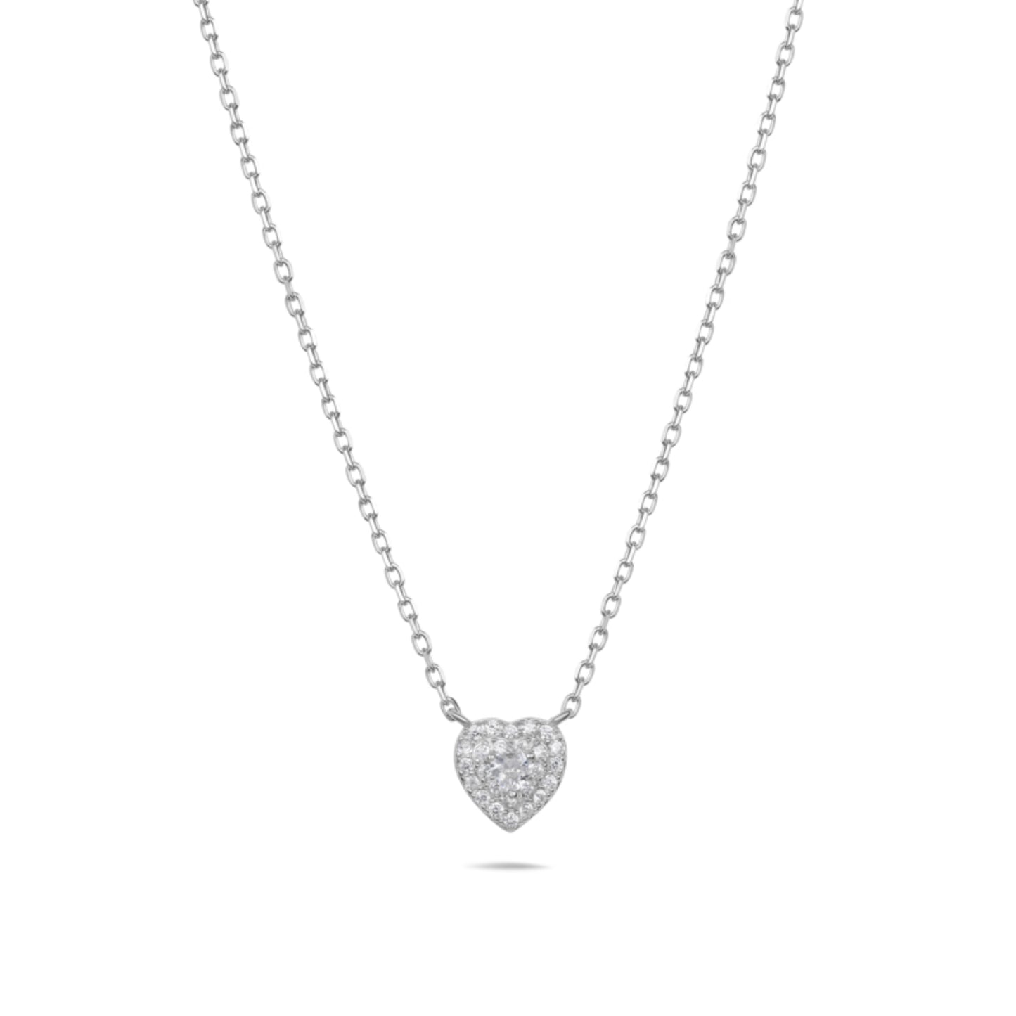 שרשרת כסף 925 בעלת תליון לב משובץ אבני זירקון