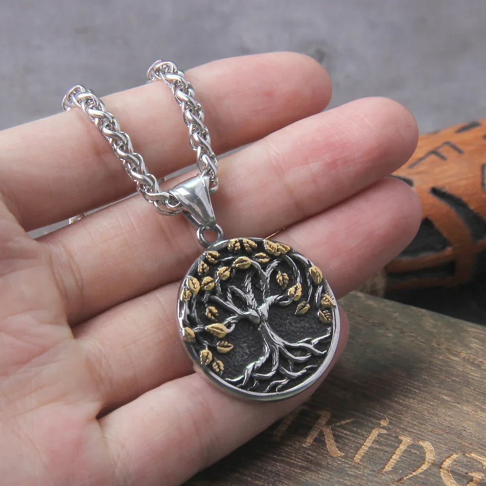 Tree of Life Amulet Stainless Steel Mens Necklac Simple Elegant Charm for Male Boyfriend Biker Jewelry Creativity Gift Wholesale