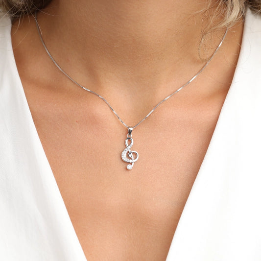 שרשרת כסף JETEM תליון מפתח סול משובץ