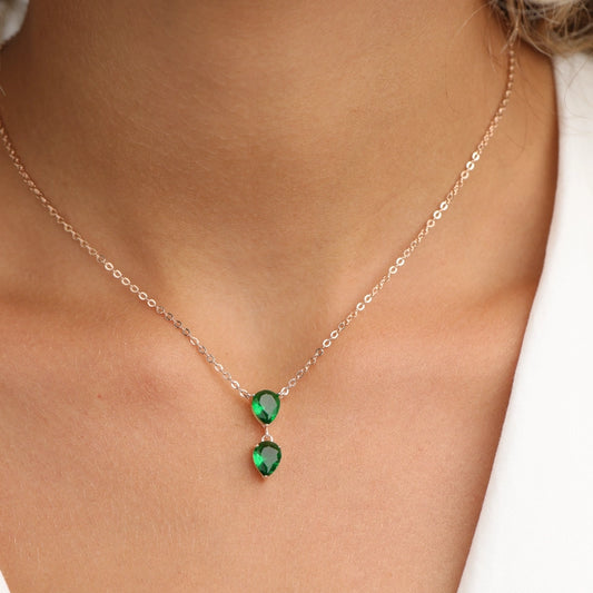 שרשרת כסף JETEM תליון שתי טיפות