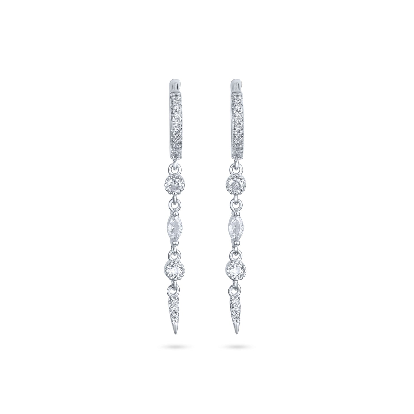 עגיל כסף חישוק משובץ דגם נעם