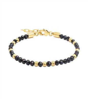 צמיד לגבר חרוזים שחור מט