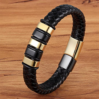 XQNI Combination Small Accessories Multicolor Stitching Stainless Steel Men'S Leather Bracelet Luxury Jewelry Big Sale