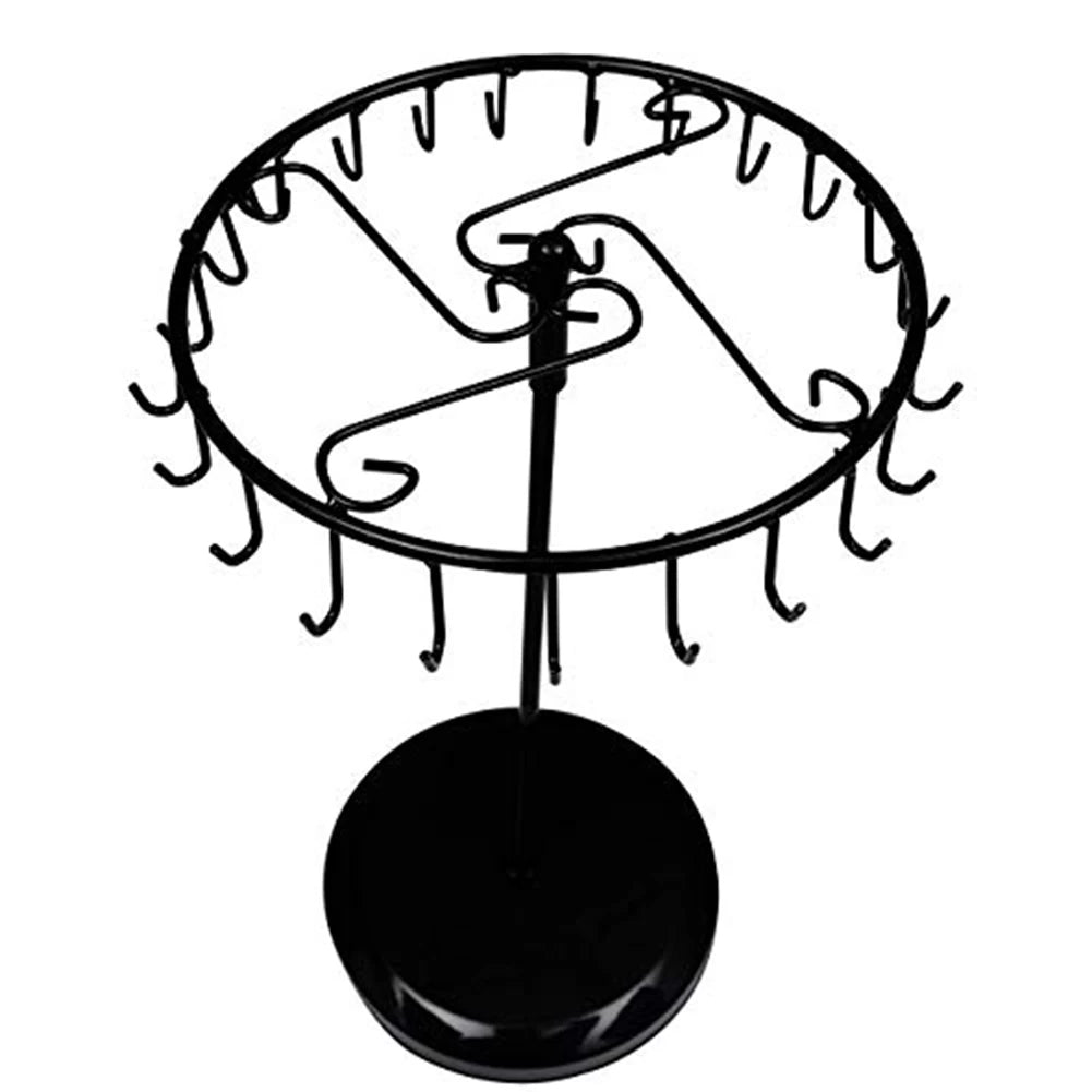 Rotating Metal Jewelry Stand 23 Hooks Detachable Hanging Shelf Earrings Necklace Bracelet Ring Organizer Jewelry Display Rack