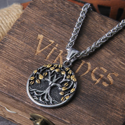 Tree of Life Amulet Stainless Steel Mens Necklac Simple Elegant Charm for Male Boyfriend Biker Jewelry Creativity Gift Wholesale