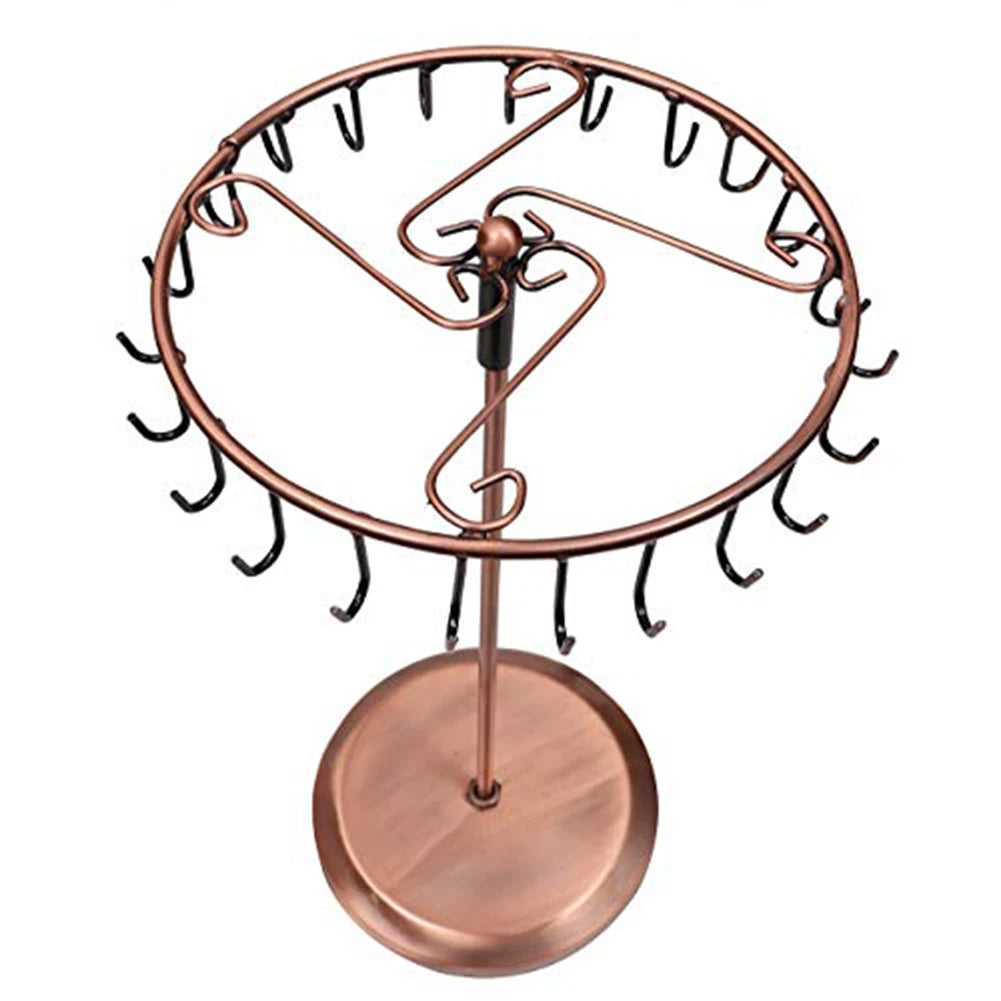 Rotating Metal Jewelry Stand 23 Hooks Detachable Hanging Shelf Earrings Necklace Bracelet Ring Organizer Jewelry Display Rack