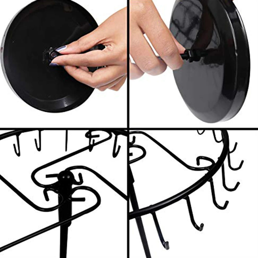 Rotating Metal Jewelry Stand 23 Hooks Detachable Hanging Shelf Earrings Necklace Bracelet Ring Organizer Jewelry Display Rack