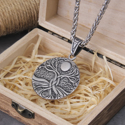Tree of Life Amulet Stainless Steel Mens Necklac Simple Elegant Charm for Male Boyfriend Biker Jewelry Creativity Gift Wholesale