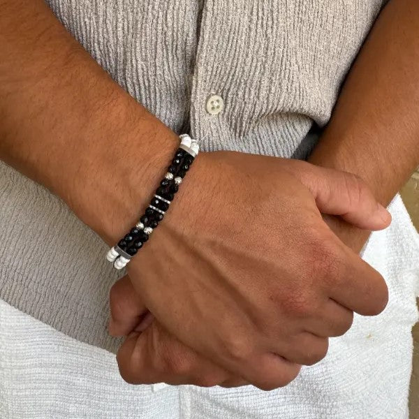 צמיד לגבר שתי שורות חרוזי מפה