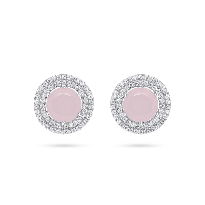 עגיל כסף אבן ורוד מט