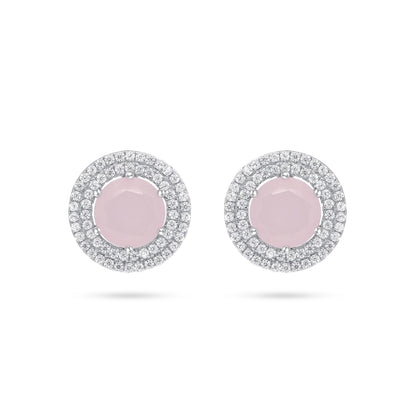 עגיל כסף אבן ורוד מט