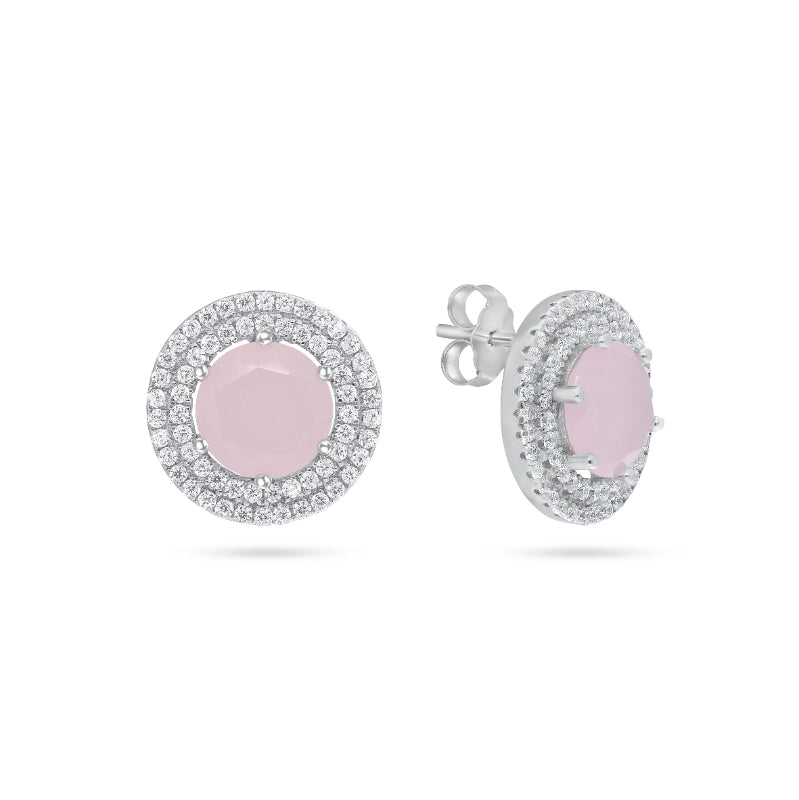 עגיל כסף אבן ורוד מט