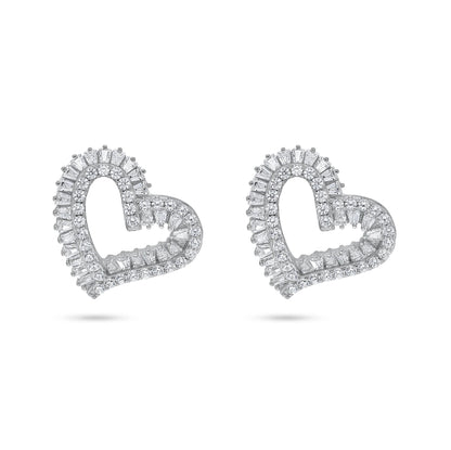 עגיל כסף לב מעוצב