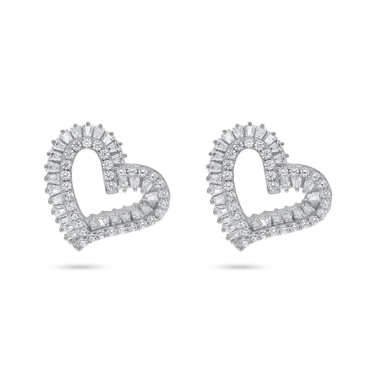 עגיל כסף לב מעוצב