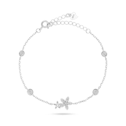 צמיד כסף שני פרחים