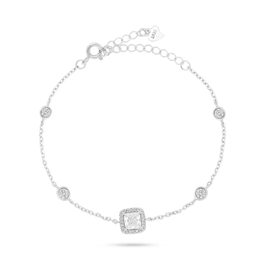 צמיד כסף סוליטר ריבוע