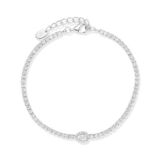 צמיד כסף טניס טיפה עם מסגרת משובצת