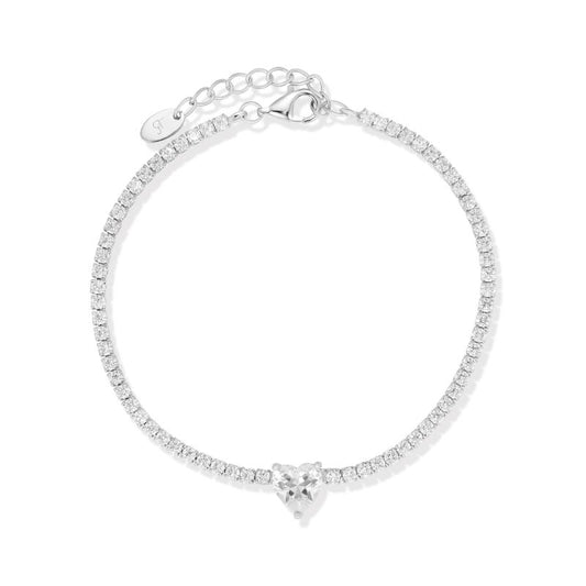 צמיד כסף טניס לב