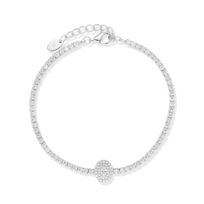 צמיד כסף טניס אובלי