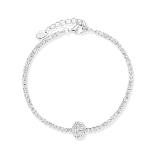 צמיד כסף טניס אובלי