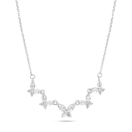 שרשרת כסף 5 פרפרים בצורת V