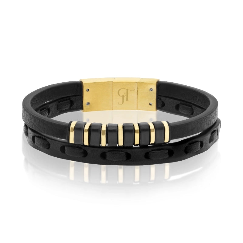 צמיד עור לגבר 2 דגם Urban Bronze