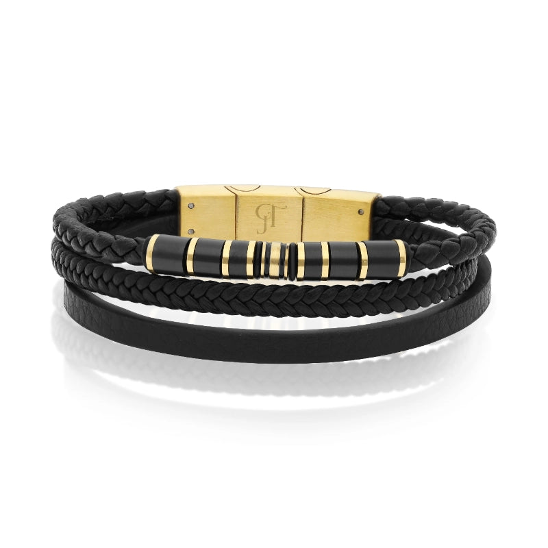 צמיד עור לגבר שורות דגם Urban Steel