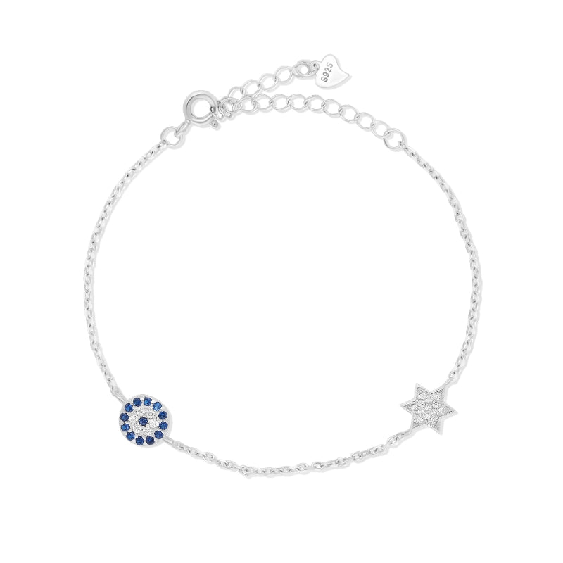 צמיד כסף מגן דוד ועין