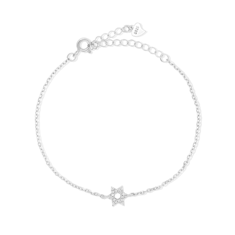 צמיד כסף מגן דוד משובץ