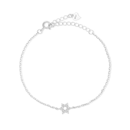 צמיד כסף מגן דוד משובץ