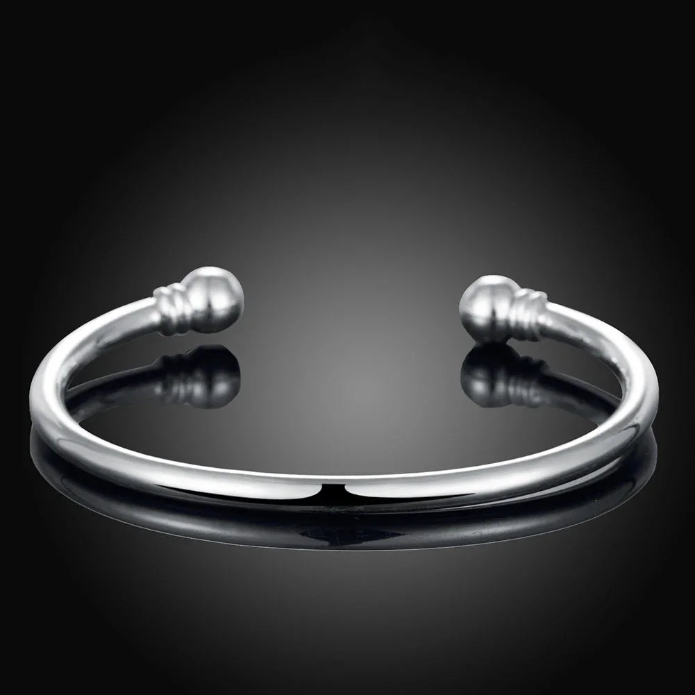 Hot 925 Sterling Silver Cuff Bracelets for Women Simple Elegant Bangles Fashion Wedding Party Jewelry Christmas Gifts