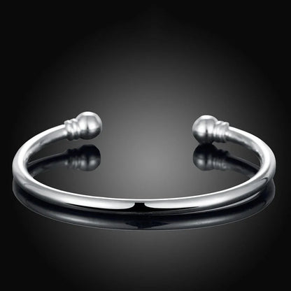 Hot 925 Sterling Silver Cuff Bracelets for Women Simple Elegant Bangles Fashion Wedding Party Jewelry Christmas Gifts