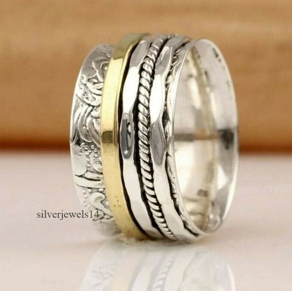 ANTIQUE DESIGN Meditation Statement Spinner Ring Jewelry