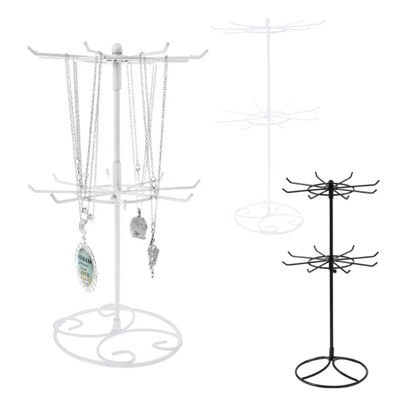 Jewelry Display Rack 2 Tier Rotating Necklace Holder Jewelry Tree Stand Jewelry Organizer for Necklaces Bracelet Earring