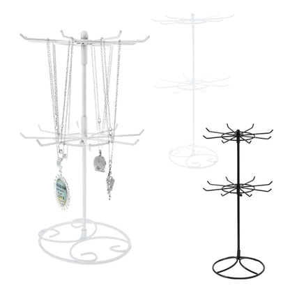 Jewelry Display Rack 2 Tier Rotating Necklace Holder Jewelry Tree Stand Jewelry Organizer for Necklaces Bracelet Earring