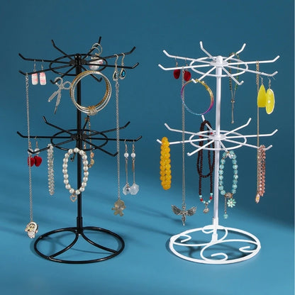 Jewelry Display Rack 2 Tier Rotating Necklace Holder Jewelry Tree Stand Jewelry Organizer for Necklaces Bracelet Earring