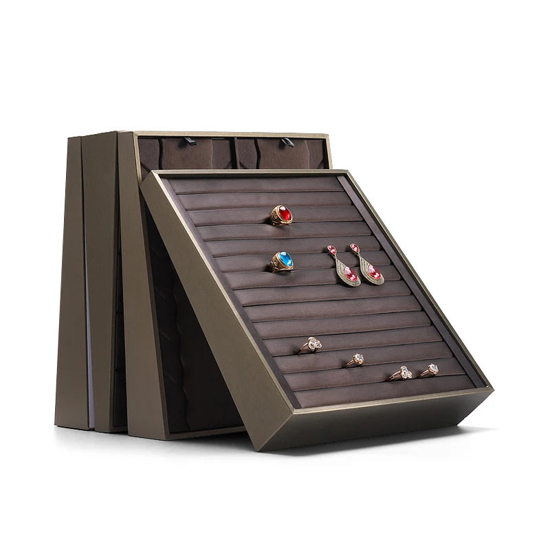 Vertical Leather Velvet Jewelry Stand Necklace Earring Ring Pendant Display Holder Luxury Accessory Organizer Tray